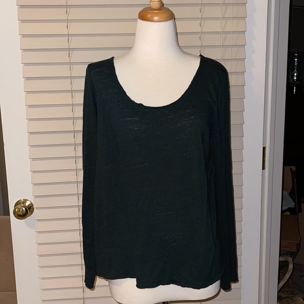 H by Bordeaux High Low Blouse Top Stretchy Dark Forest Emerald Green